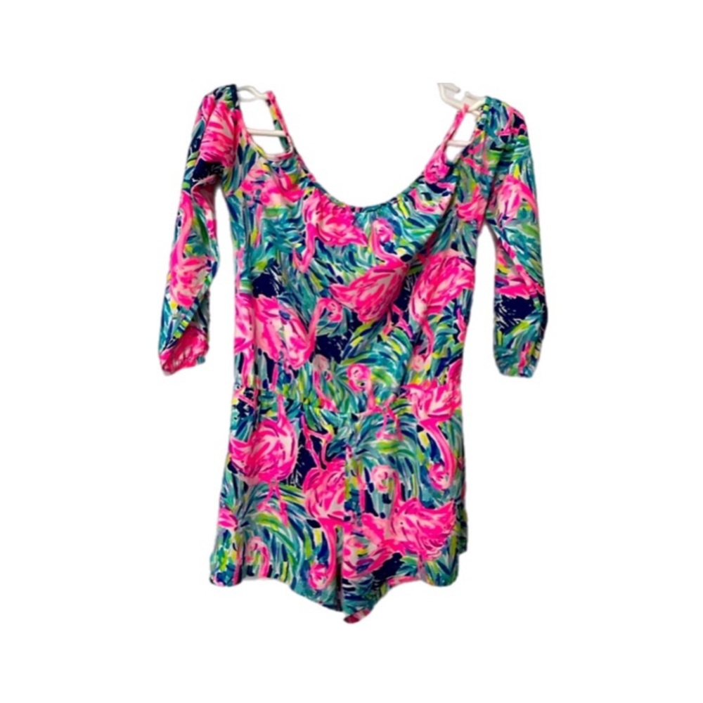 🌸 LIKE NEW - Lilly Pulitzer Candice Romper | Multi Flamenco Beach Girl’s Size XL
